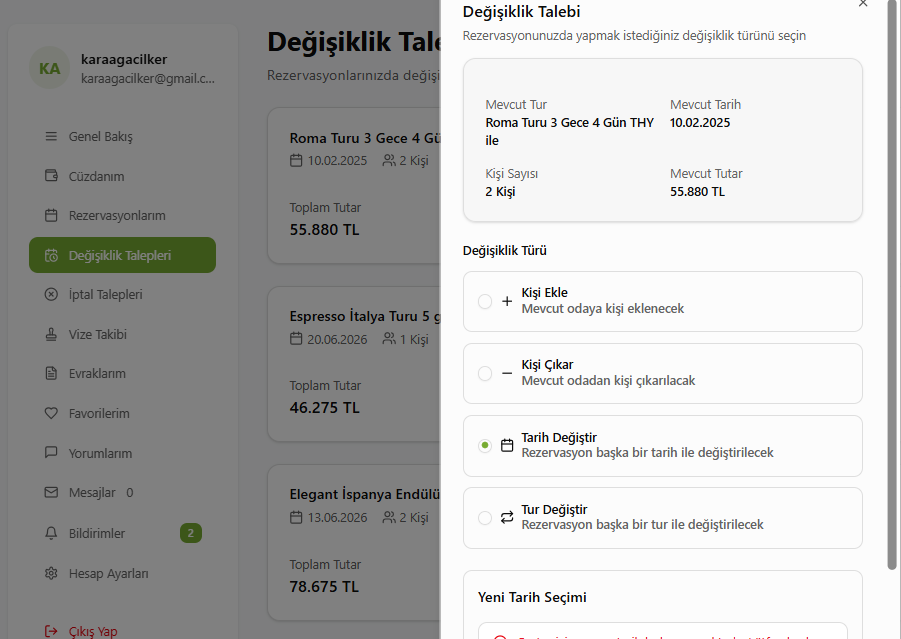 Adım 4: Değişiklik Türünü Seçin